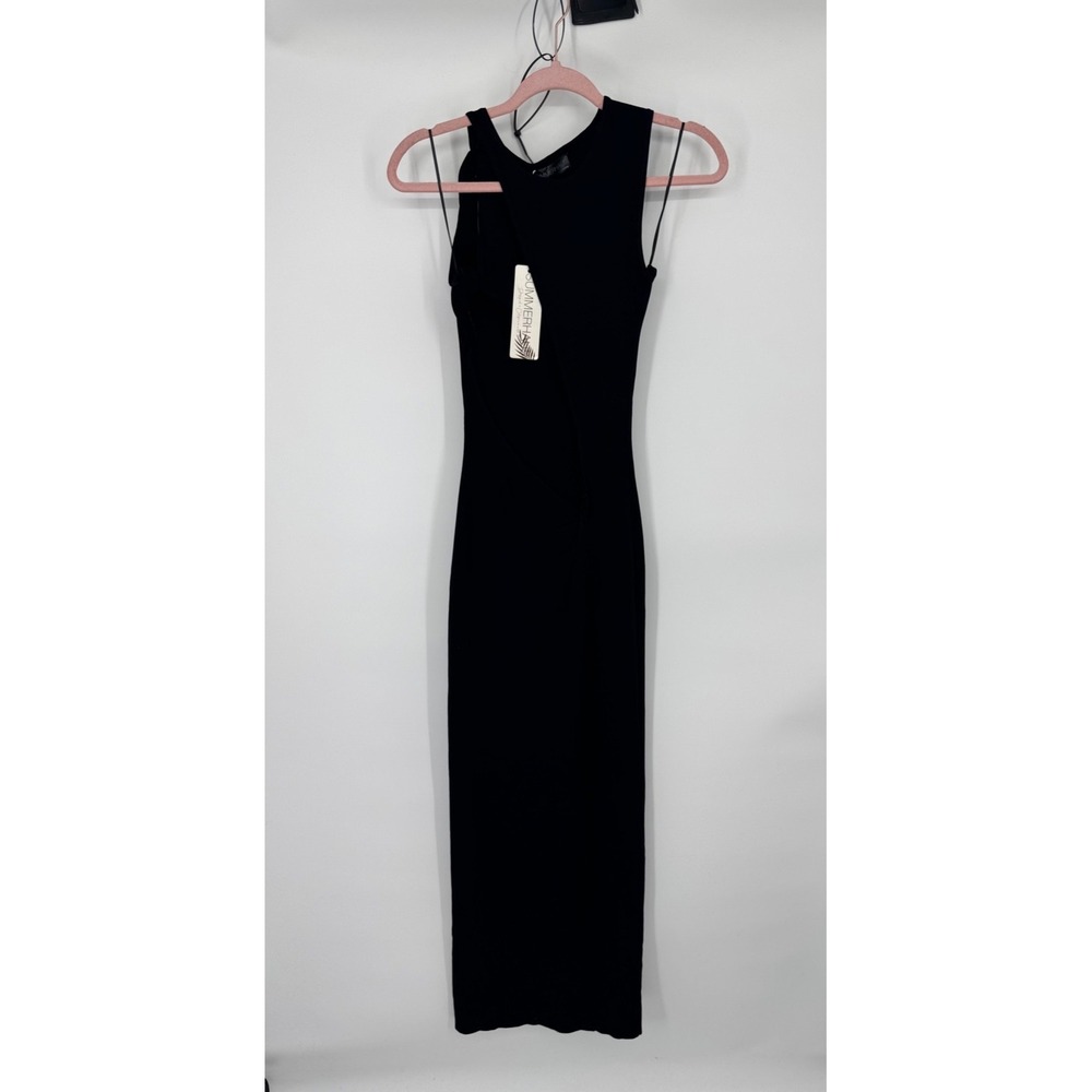 NWT Summer Haus‎ Maxi Bodycon Dress Women's Large Black Crew Neck Classic Party